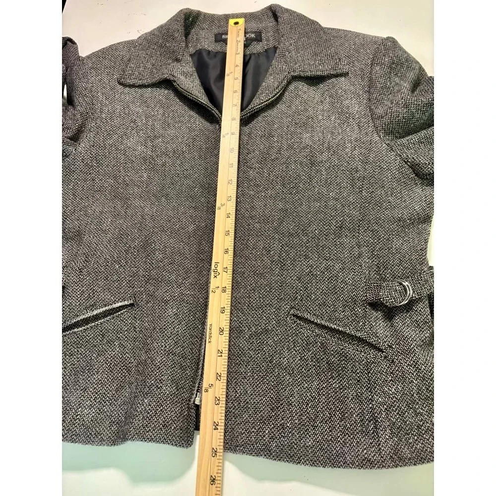 VTG Braebrook Women's Wool Blend Herringbone Zip Up Blazer Jacket Sz 14 Academia